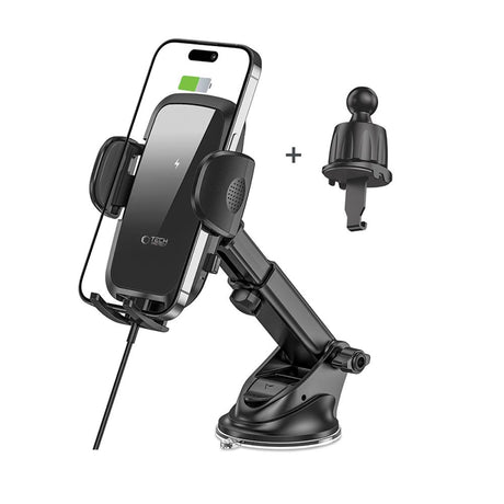 UCHWYT SAMOCHODOWY DO KRATKI NA KOKPIT I SZYBĘ Z ŁADOWANIEM INDUKCYJNYM TECH-PROTECT CM15W-V1 WIRELESS CHARGER 15W CZARNY