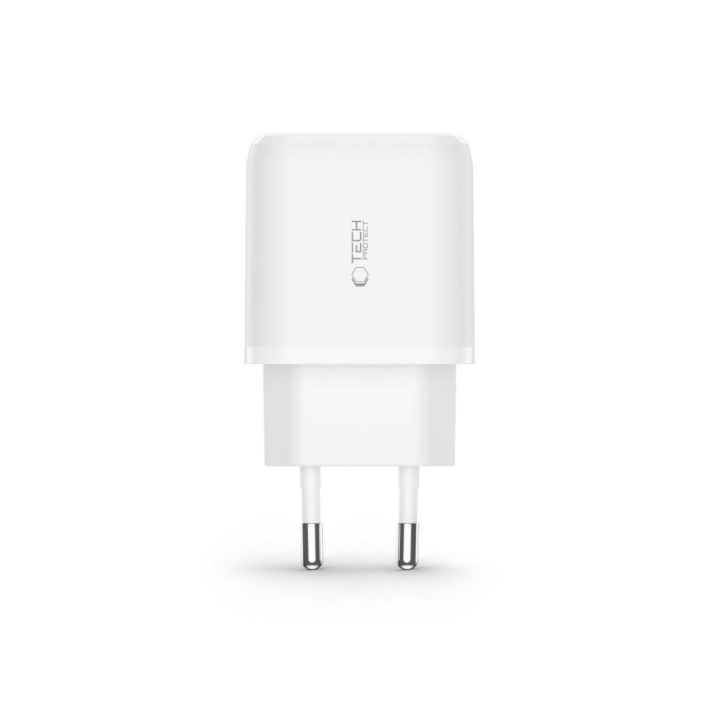 ŁADOWARKA SIECIOWA TECH-PROTECT C20W 2-PORT NETWORK CHARGER PD20W/QC3.0 + LIGHTNING KABEL BIAŁA