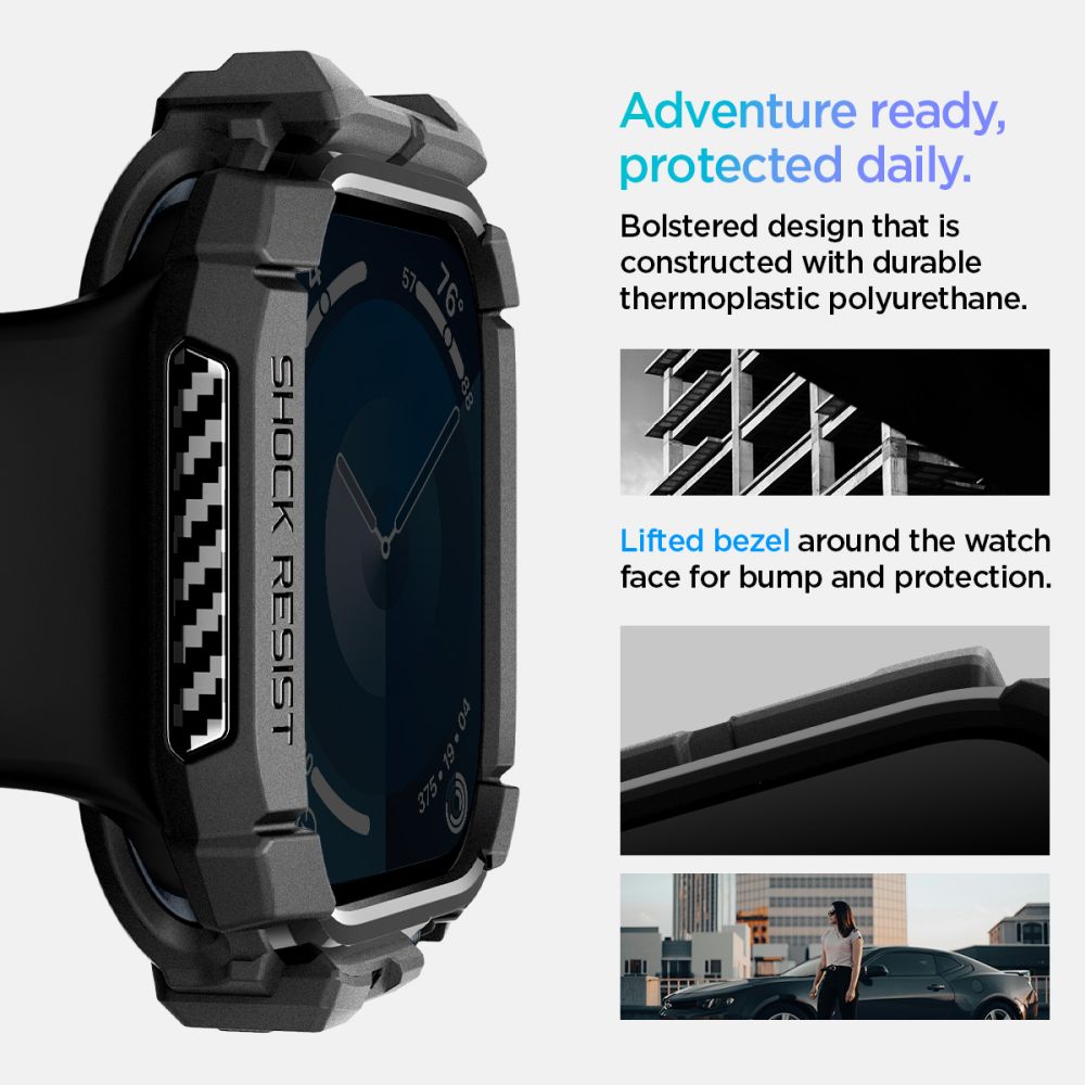 PASEK NAKŁADKA SPIGEN RUGGED ARMOR APPLE WATCH 10 (42 MM) CZARNY