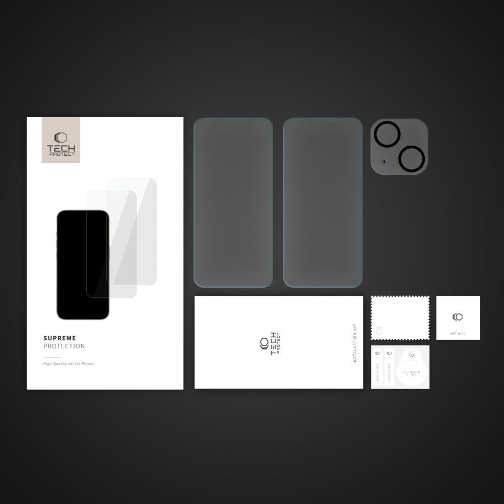 SZKŁO HARTOWANE TECH-PROTECT SUPREME SET IPHONE 15 CLEAR