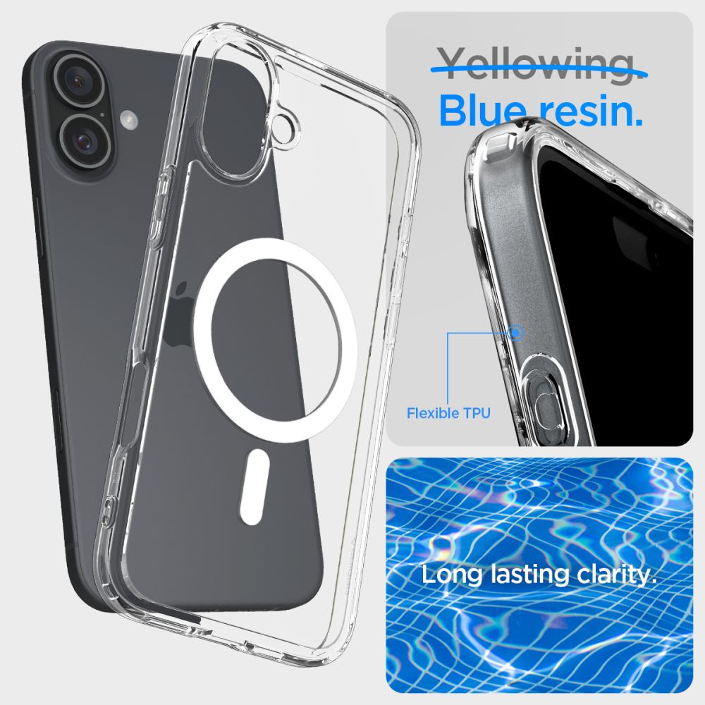 ETUI SPIGEN ULTRA HYBRID MAG MAGSAFE IPHONE 16 PLUS TRANSPARETNO BIAŁE