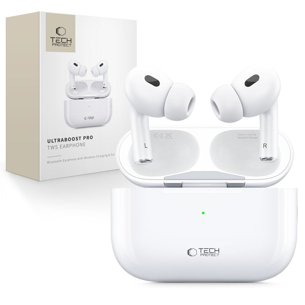 SŁUCHAWKI TECH-PROTECT ULTRABOOST TWS EARPHONE PRO BIAŁE
