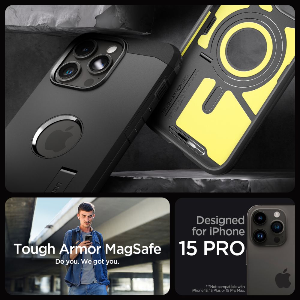 ETUI SPIGEN TOUGH ARMOR MAG MAGSAFE IPHONE 15 PRO CZARNE