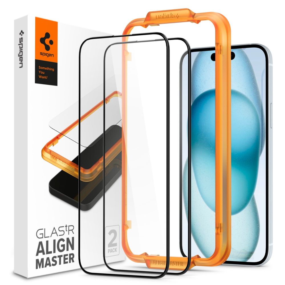 SZKŁO HARTOWANE SPIGEN ALM GLASS FC 2-PACK IPHONE 14 PRO BLACK CZARNA RAMKA