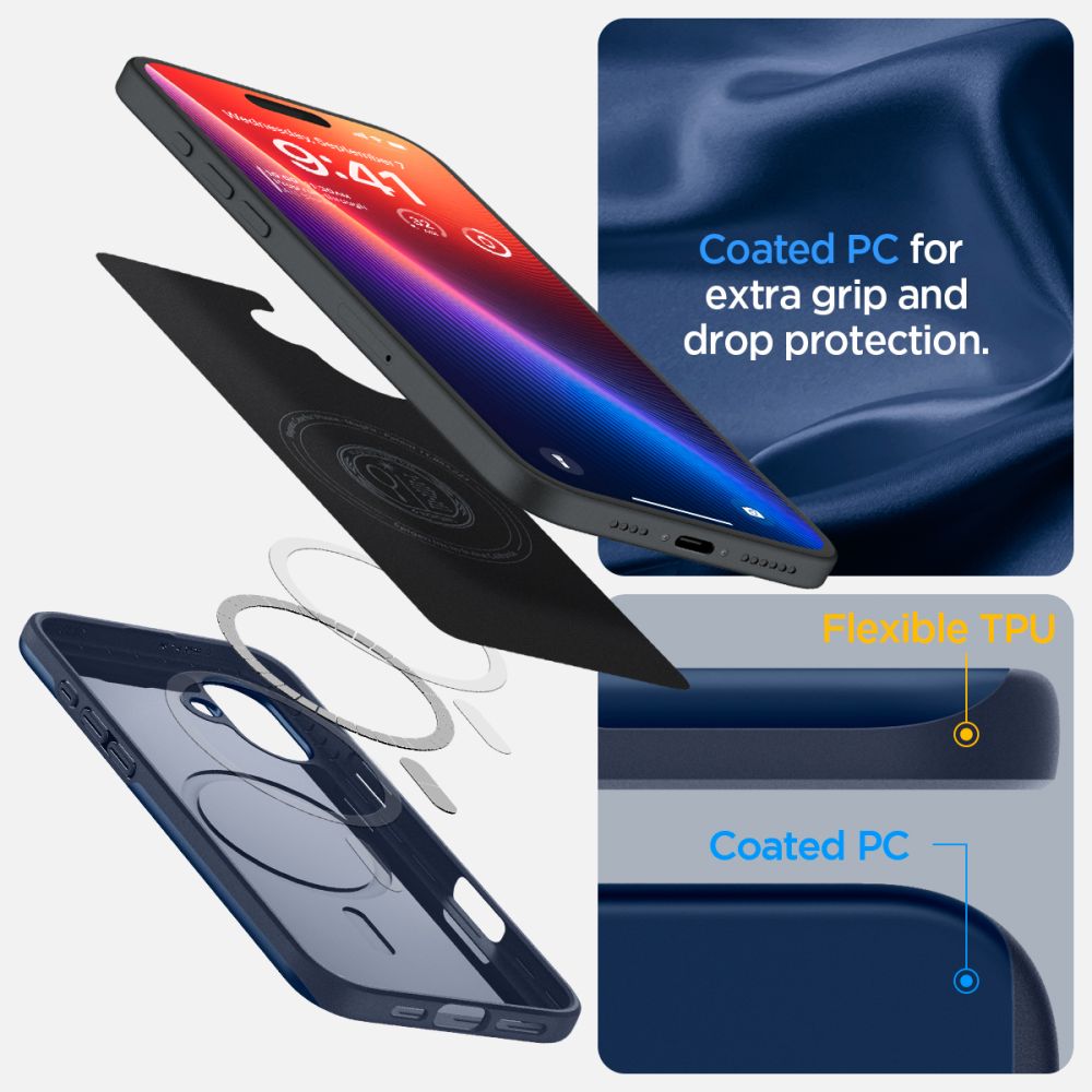ETUI SPIGEN THIN FIT MAG MAGSAFE IPHONE 16 NAVY BLUE NIEBIESKIE