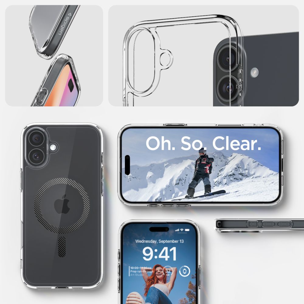 ETUI SPIGEN ULTRA HYBRID MAG MAGSAFE IPHONE 16 TRANSPARETNO KARBONOWE