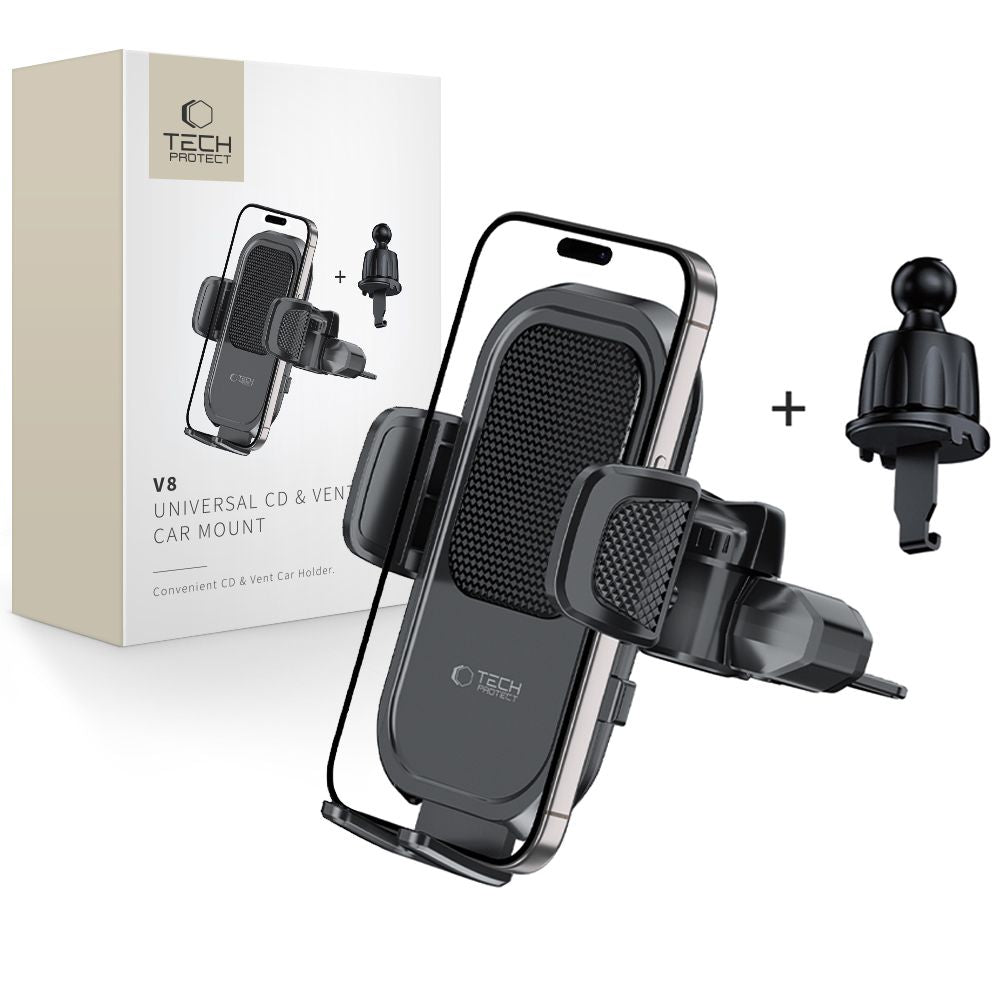 UCHWYT DO SLOTU CD I KRATKE NAWIEWU TECH-PROTECT V8 UNIVERSAL CD & VENT CAR MOUNT CZARNY