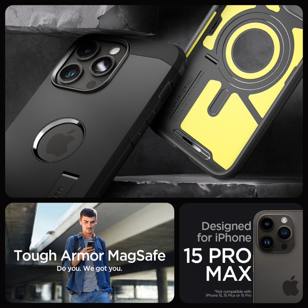 ETUI SPIGEN TOUGH ARMOR MAG MAGSAFE IPHONE 15 PRO MAX CZARNE