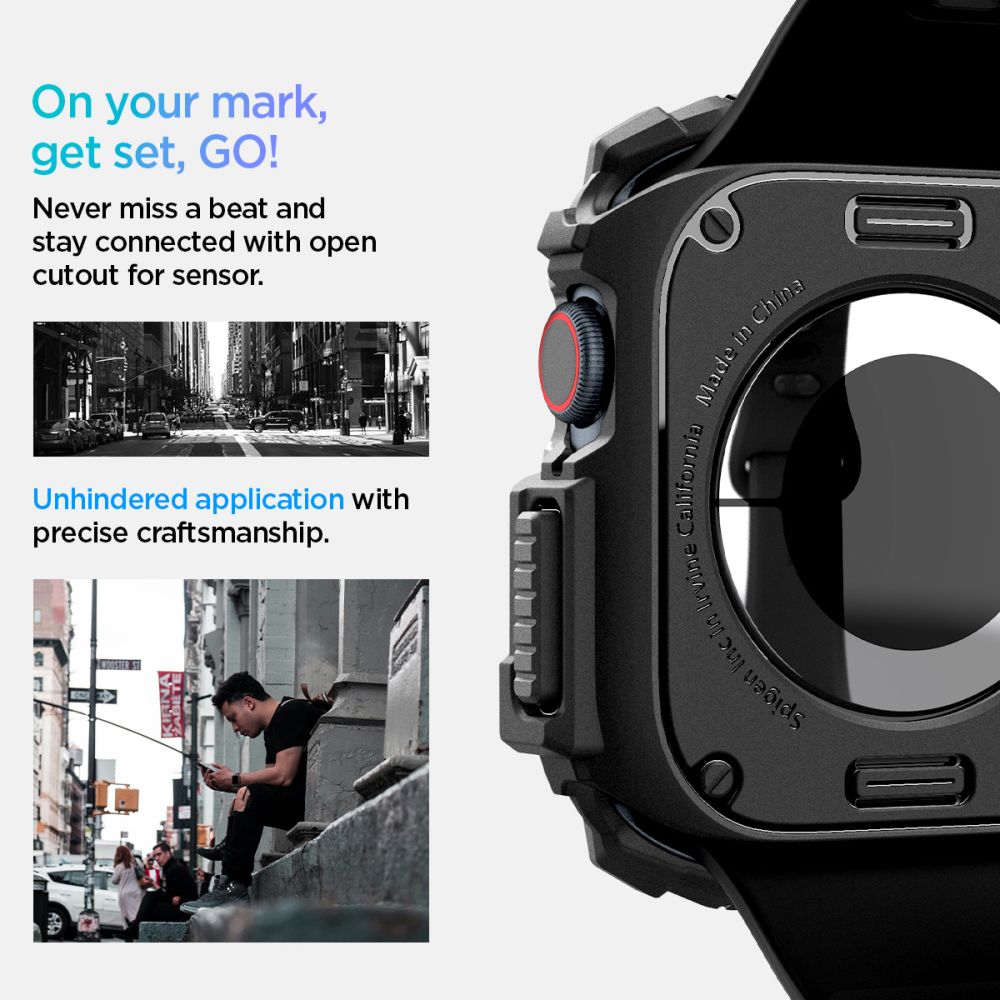 PASEK NAKŁADKA SPIGEN RUGGED ARMOR APPLE WATCH 10 (42 MM) CZARNY