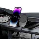 UCHWYT SAMOCHODOWY DO KRATKI Z ŁADOWANIEM INDUKCYJNYM TECH-PROTECT MM15W-V1 MAGNETIC MAGSAFE VENT CAR MOUNT WIRELESS CHARGER 15W CZARNY