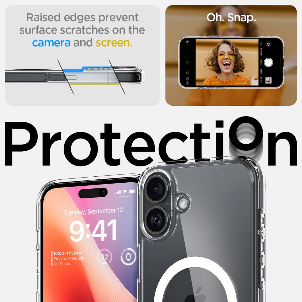 ETUI SPIGEN ULTRA HYBRID MAG MAGSAFE IPHONE 16 PLUS TRANSPARETNO BIAŁE