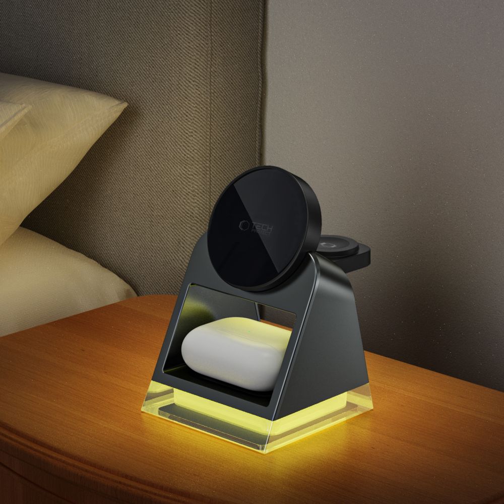 ŁADOWARKA INDUKCYJNA TECH-PROTECT QI15W-A43 3IN1 MAGNETIC MAGSAFE WIRELESS CHARGER RÓŻOWA