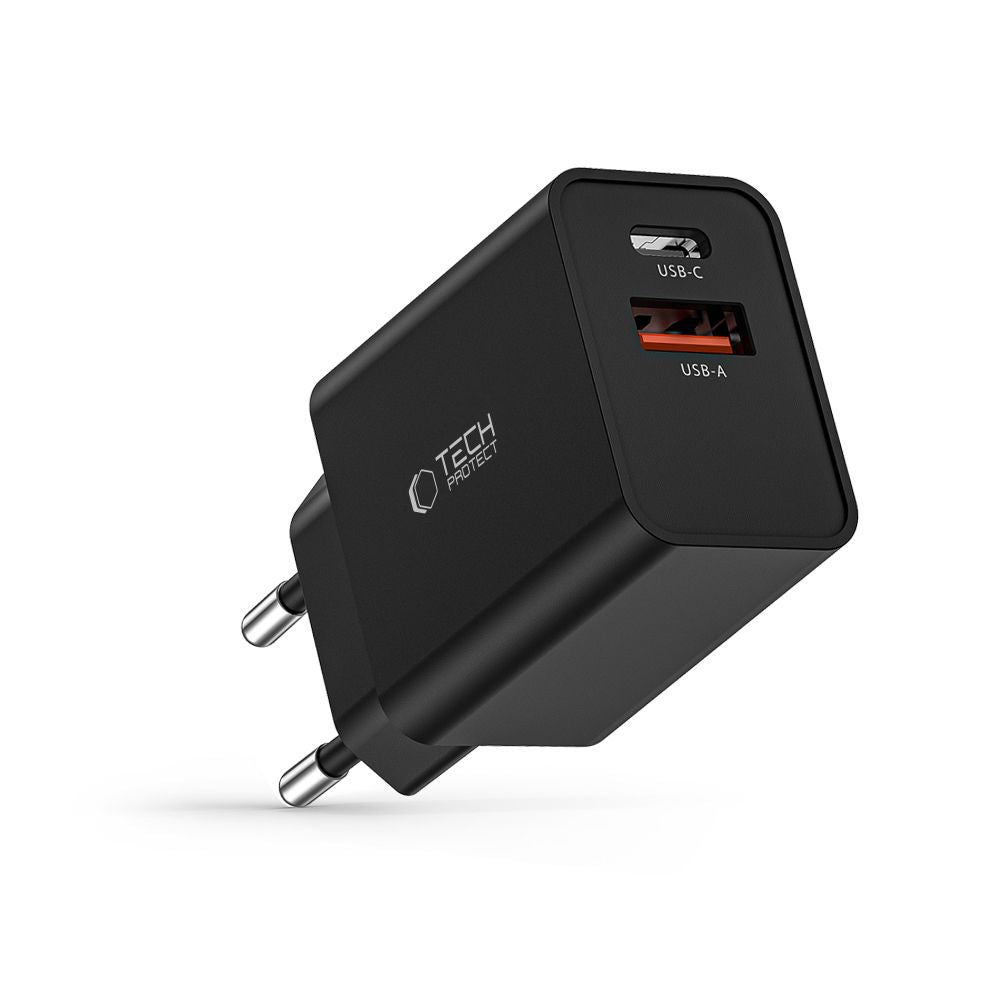 ŁADOWARKA SIECIOWA TECH-PROTECT NC30W 2-PORT NETWORK CHARGER PD30W/QC3.0 CZARNA