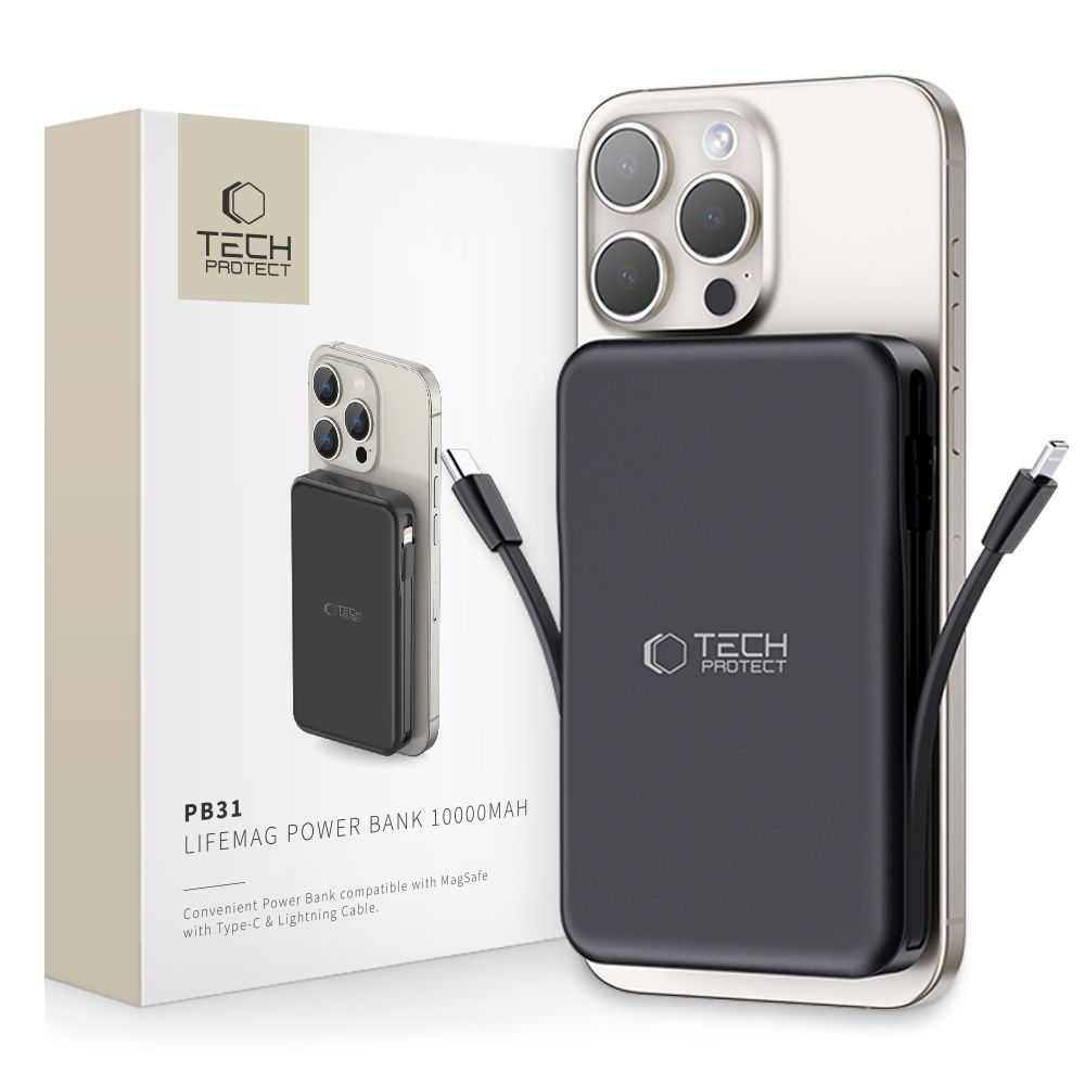 POWERBANK TECH-PROTECT PB31 LIFEMAG MAGSAFE POWER BANK 10000MAH CZARNY
