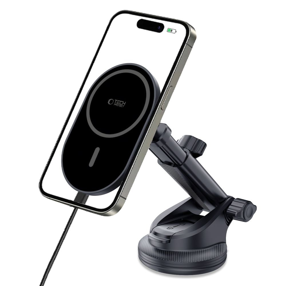 UCHWYT SAMOCHODOWY Z ŁADOWANIEM INDUKCYJNYM TECH-PROTECT MM15W-V6 MAGNETIC MAGSAFE DASHBOARD & VENT CAR MOUNT WIRELESS CHARGER 15W CZARNY