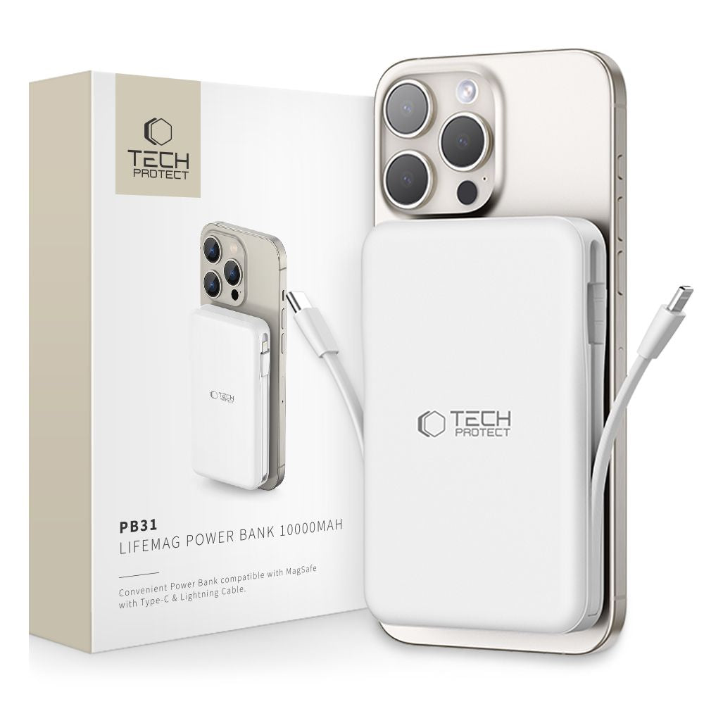 POWERBANK TECH-PROTECT PB31 LIFEMAG MAGSAFE POWER BANK 10000MAH BIAŁY