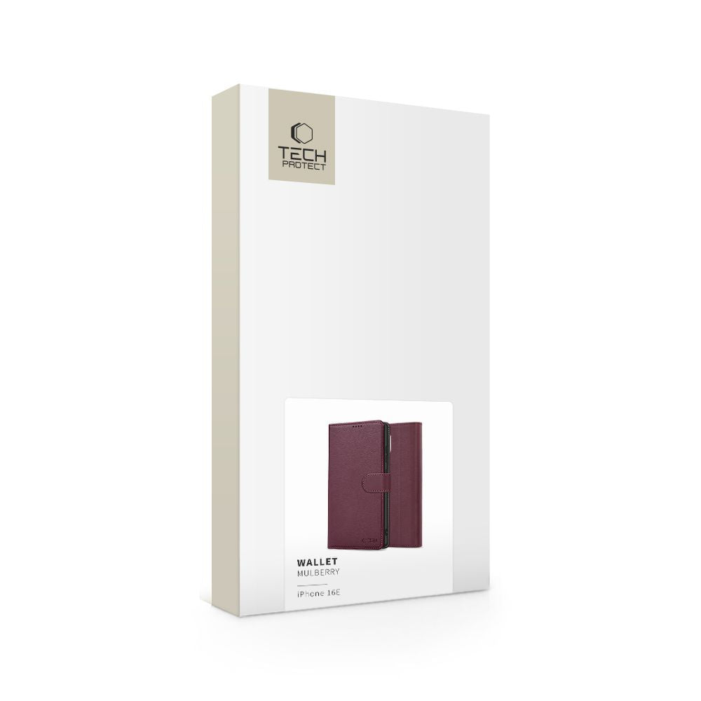 ETUI OTWIERANE TECH-PROTECT WALLET IPHONE 16E MULBERRY CIEMNO FIOLETOWE