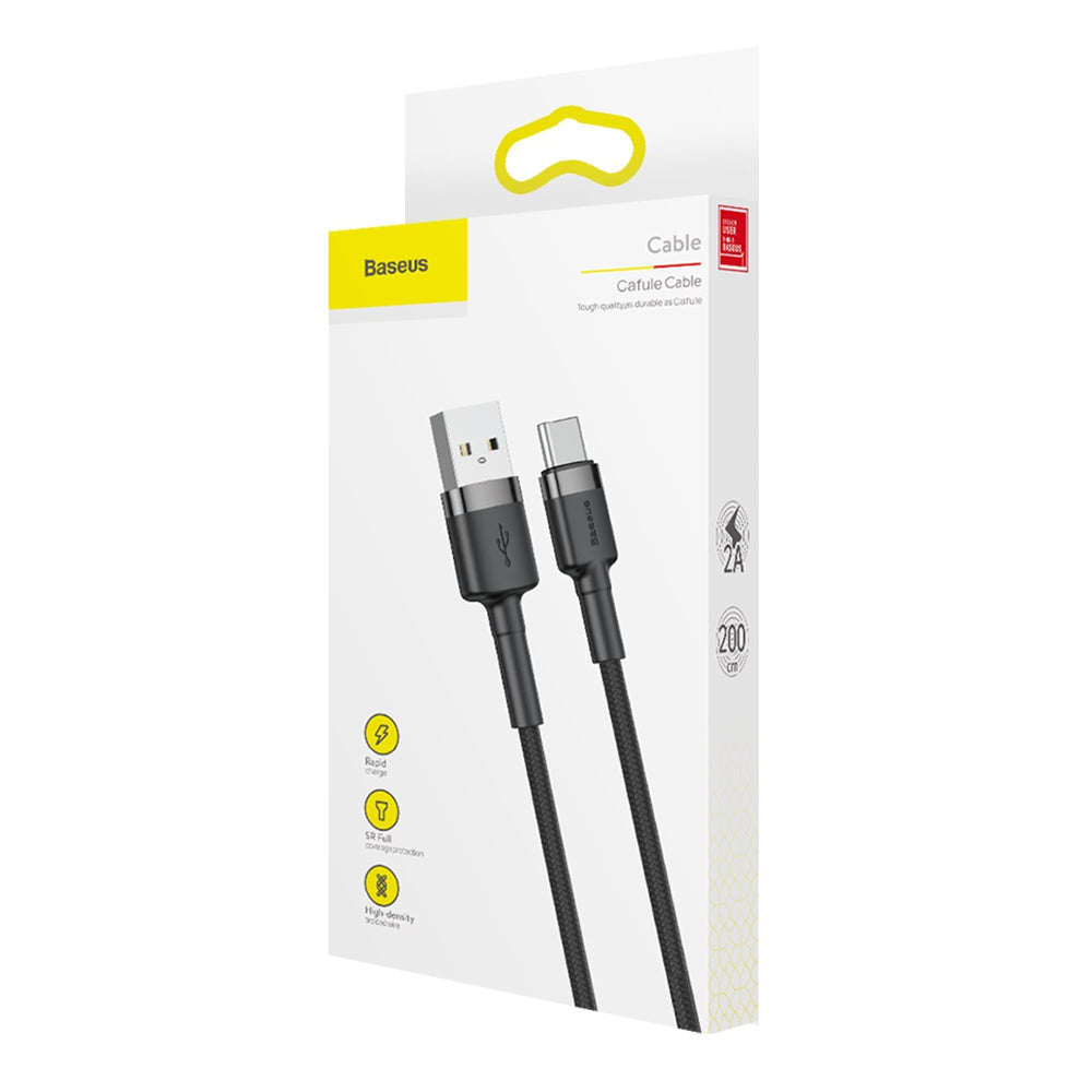 BASEUS KABEL CAFULE USB - USB-C 2,0 M 2A SZARO-CZARNY