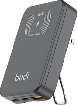 ŁADOWARKA BEZPRZEWODOWA BUDI 2XUSBC/30W 1XUSB-A/18W MAGSAFE 15W CZARNA