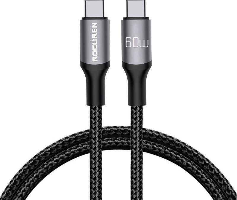 KABEL USB-C DO USB-C ROCOREN RETRO SERIES 60W 2M SZARY