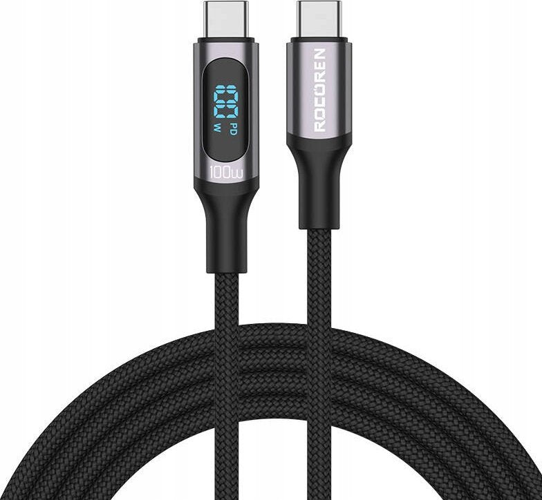 KABEL USB ROCOREN USB-C - USB-C 1 M SZARY