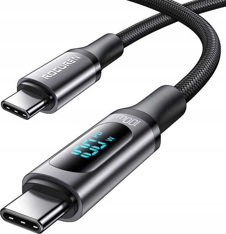 KABEL USB ROCOREN USB-C - USB-C 1 M SZARY