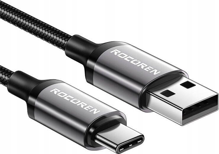 KABEL RETRO ROCOREN USB DO USB-C RETRO SERIES 3A, 2M SZARY