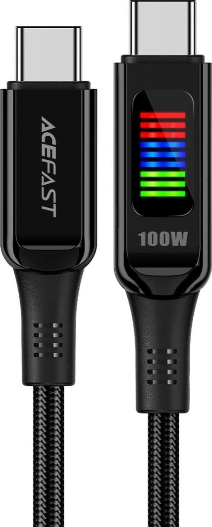KABEL ACEFAST C7-03 USB-C USB-C 100W 1.2M Z WYŚWIETLACZEM - CZARNY