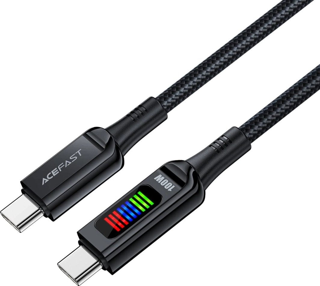 KABEL ACEFAST C7-03 USB-C USB-C 100W 1.2M Z WYŚWIETLACZEM - CZARNY