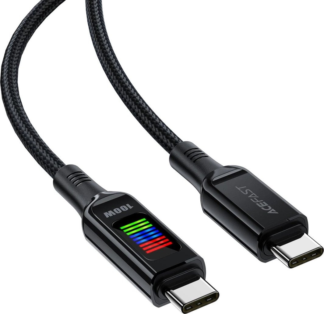 KABEL ACEFAST C7-03 USB-C USB-C 100W 1.2M Z WYŚWIETLACZEM - CZARNY