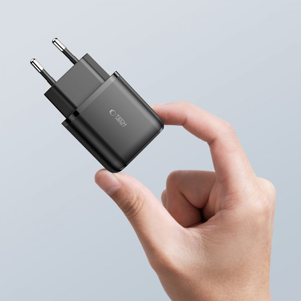 ŁADOWARKA SIECIOWA TECH-PROTECT C20W 2-PORT NETWORK CHARGER PD20W/QC3.0 CZARNA