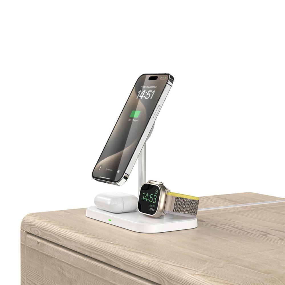ŁADOWARKA INDUKCYJNA 3W1 TECH-PROTECT QI15W-A22 MAGNETIC MAGSAFE WIRELESS CHARGER BIAŁA