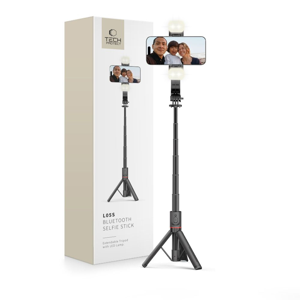 TECH-PROTECT L05S BLUETOOTH SELFIE STICK TRIPOD & LED LIGHT CZARNY