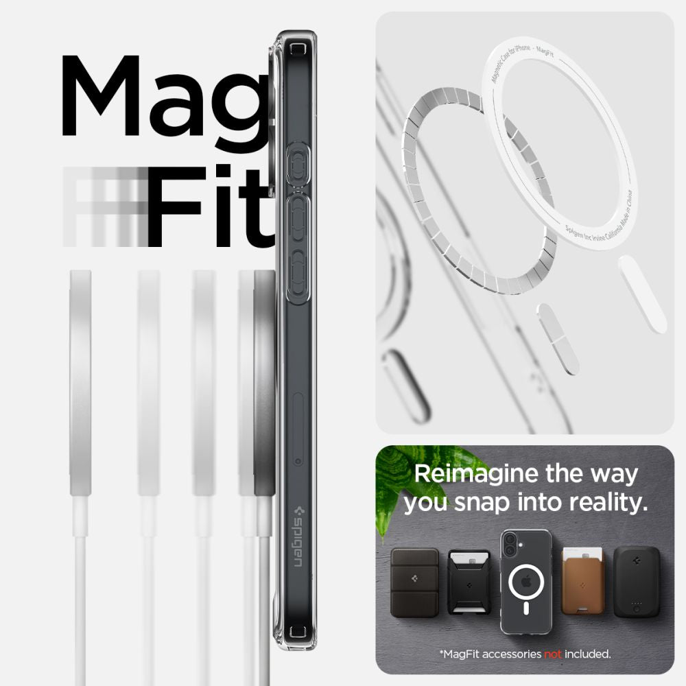 ETUI SPIGEN ULTRA HYBRID MAG MAGSAFE IPHONE 16 PLUS TRANSPARETNO BIAŁE