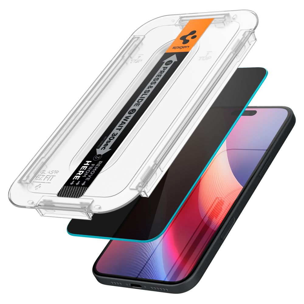 SZKŁO HARTOWANE PRYWATYZUJĄCE SPIGEN GLAS.TR ”EZ FIT” 2-PACK IPHONE 15 / 16 PRIVACY