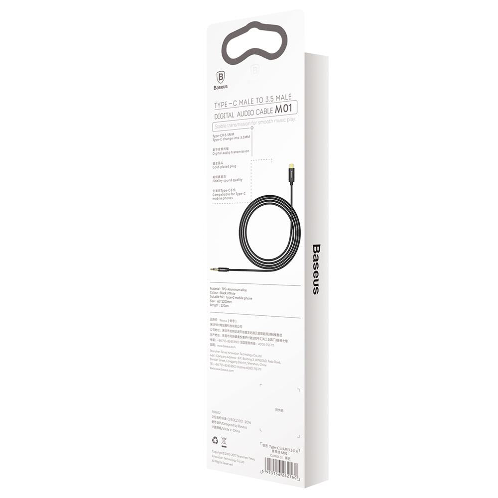 BASEUS KABEL AUDIO YIVEN M01 USB-C - JACK 3,5 MM 1,2 M CZARNY