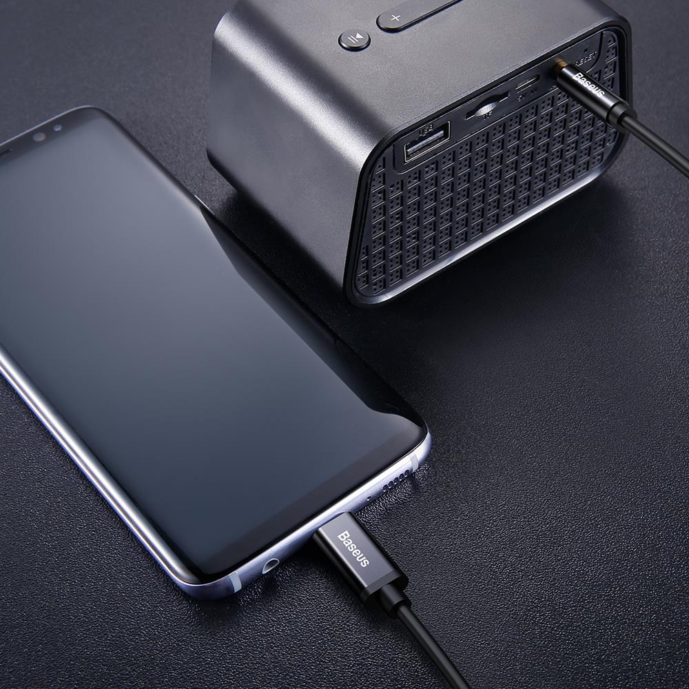 BASEUS KABEL AUDIO YIVEN M01 USB-C - JACK 3,5 MM 1,2 M CZARNY