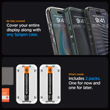 SZKŁO HARTOWANE SPIGEN GLAS.TR ”EZ FIT” FC 2-PACK IPHONE 15 PRO BLACK CZARNA RAMKA