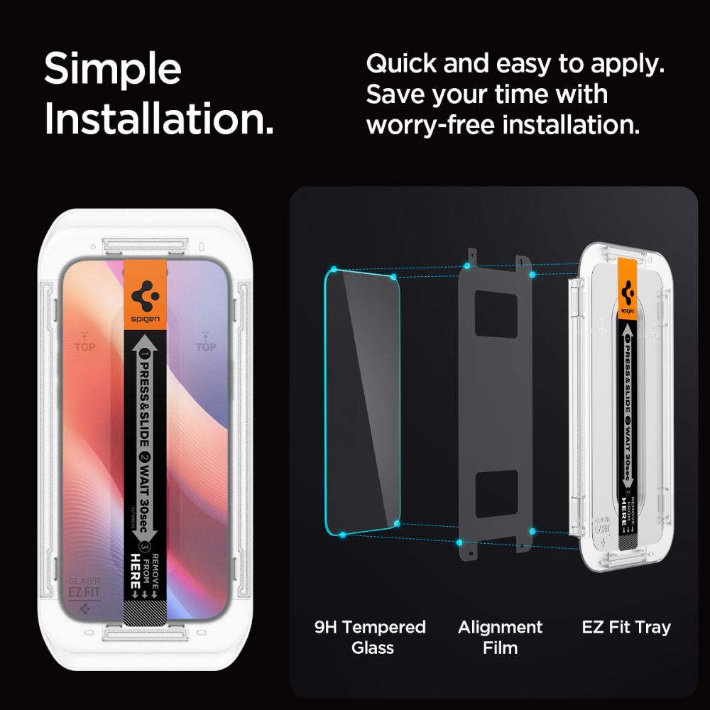SZKŁO HARTOWANE SPIGEN GLAS.TR ”EZ FIT” 2-PACK IPHONE 16 PRO MAX CLEAR TRANSPARETNE