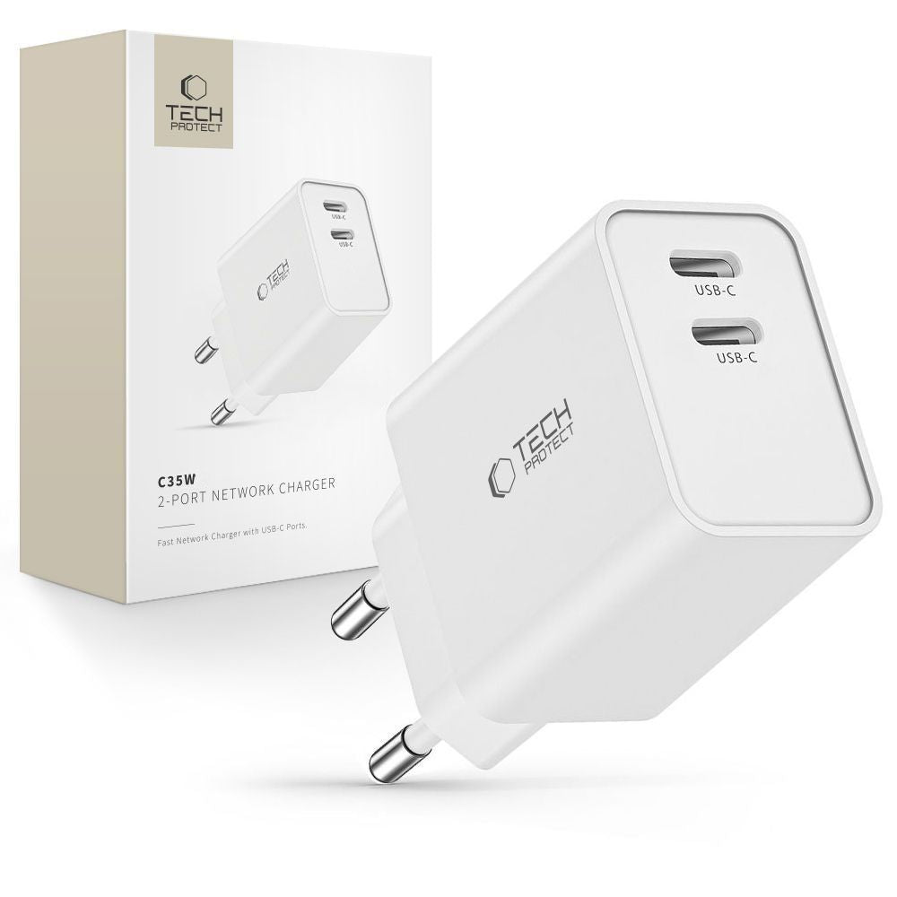ŁADOWARKA SIECIOWA TECH-PROTECT C35W 2-PORT NETWORK CHARGER PD35W BIAŁA