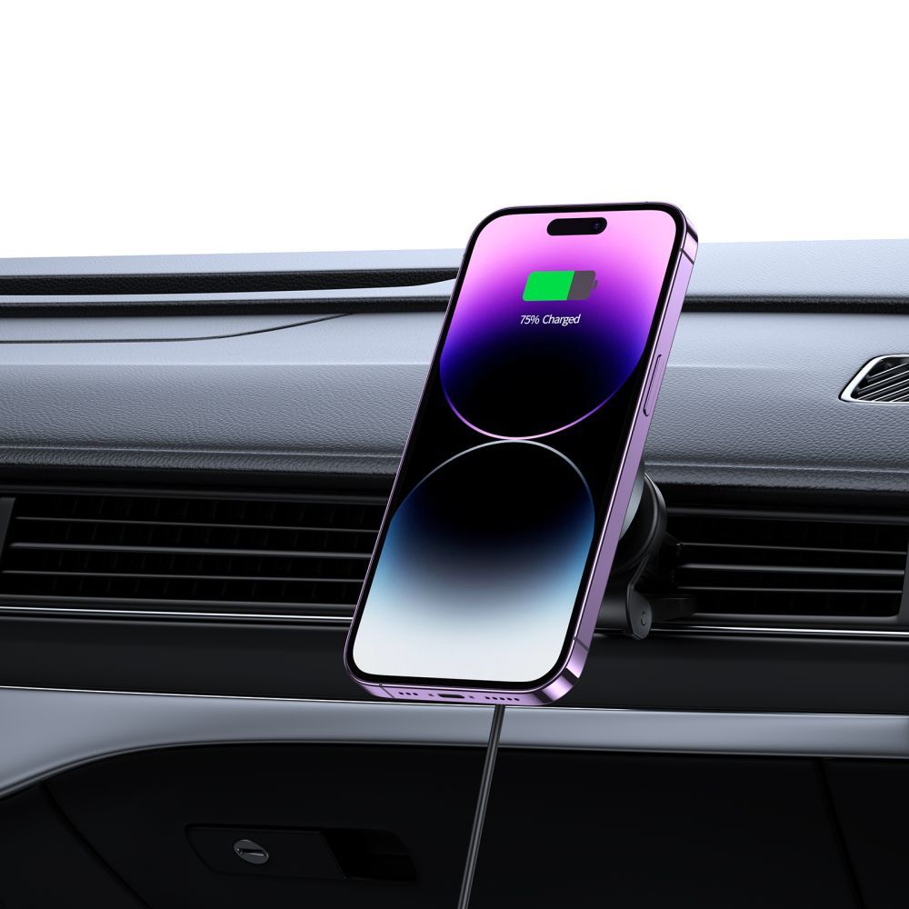UCHWYT SAMOCHODOWY NA KRATKE Z ŁADOWANIEM INDUKCYJNYM TECH-PROTECT MM15W-V5 MAGNETIC MAGSAFE WIRELESS CHARGER 15W CZARNY
