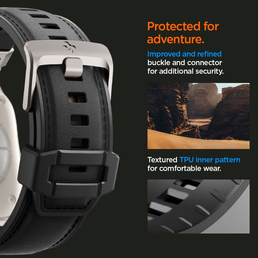 PASEK SPIGEN DURAPRO ARMOR PU APPLE WATCH 6 / 7 / 8 / 9 / 10 / SE / ULTRA 1 / 2 (44 / 45 / 46 / 49 MM) BLACK CZARNY