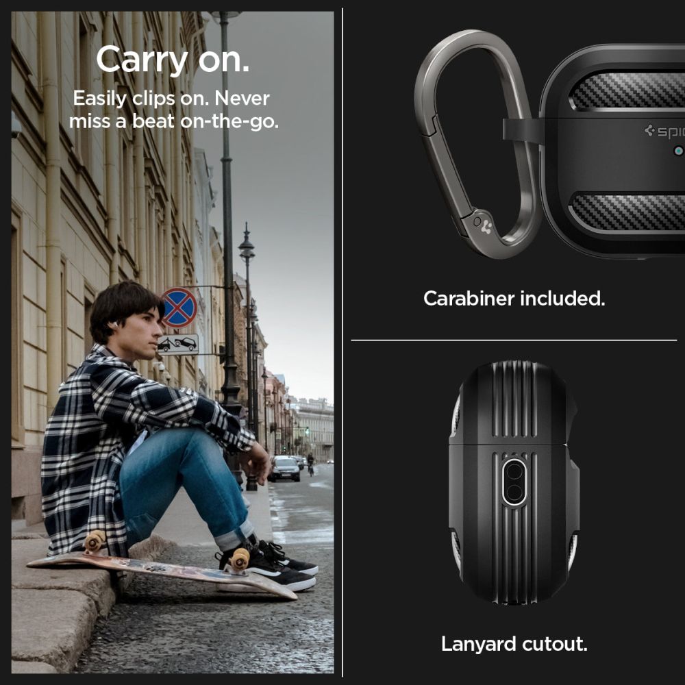 ETUI NA SŁUCHAWKI SPIGEN RUGGED ARMOR APPLE AIRPODS PRO 1 / 2 CZARNE