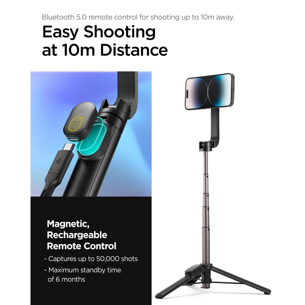 SELFIE STICK TRIPOD SPIGEN S570W MAGSAFE BLUETOOTH CZARNY