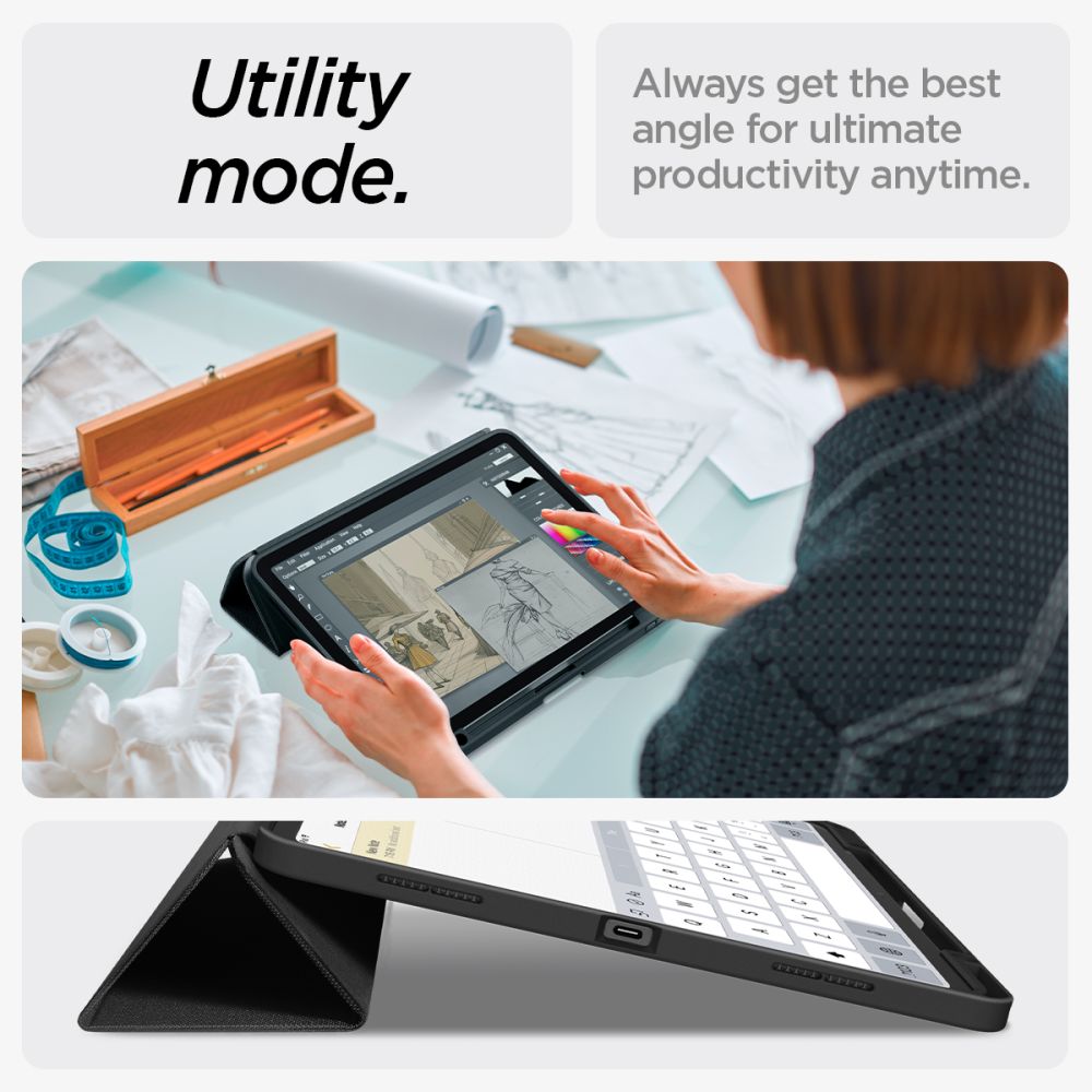 ETUI SPIGEN URBAN FIT IPAD AIR 13” 1 / 2 / 2024-2025 BLACK CZARNE