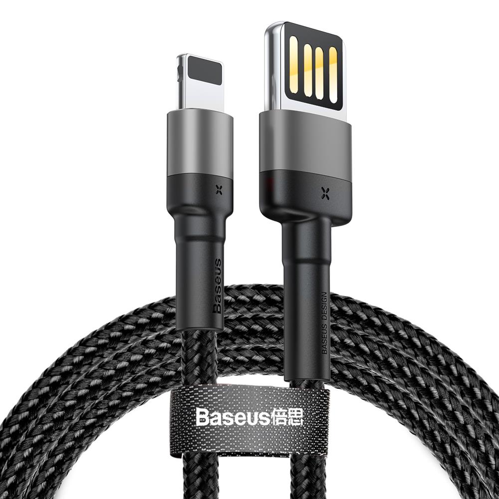 BASEUS KABEL CAFULE USB - LIGHTNING 1,0 M 2,4A SZARO-CZARNY DWUSTRONNE USB