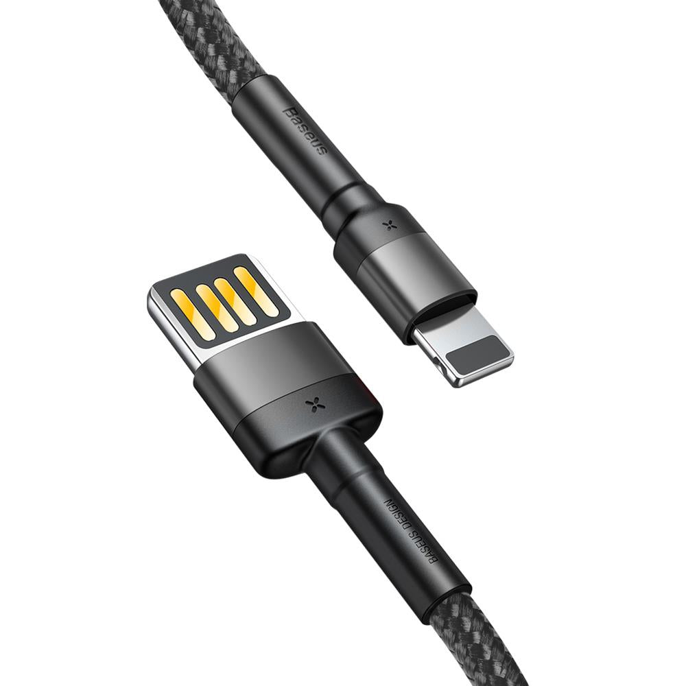 BASEUS KABEL CAFULE USB - LIGHTNING 1,0 M 2,4A SZARO-CZARNY DWUSTRONNE USB