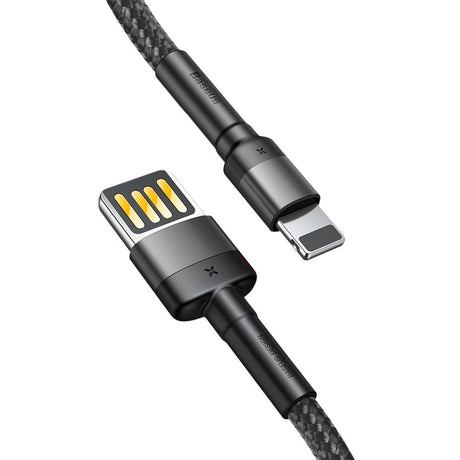 BASEUS KABEL CAFULE USB - LIGHTNING 1,0 M 2,4A SZARO-CZARNY DWUSTRONNE USB