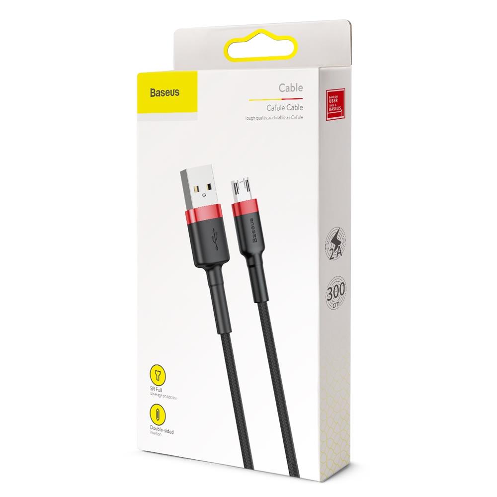 BASEUS KABEL CAFULE USB - MICRO USB 3,0 M 1,5A CZERWONO-CZARNY