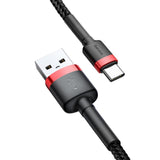 BASEUS KABEL CAFULE USB - USB-C 3,0 M 2A CZERWONO-CZARNY